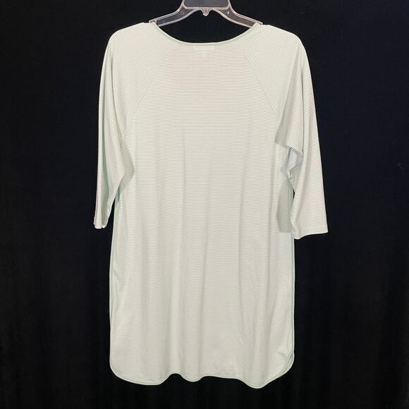 Lake Pima Cotton Long Sleeve Nightgown in Parisian Green Stripe Pajamas Lounge L - Picture 6 of 6